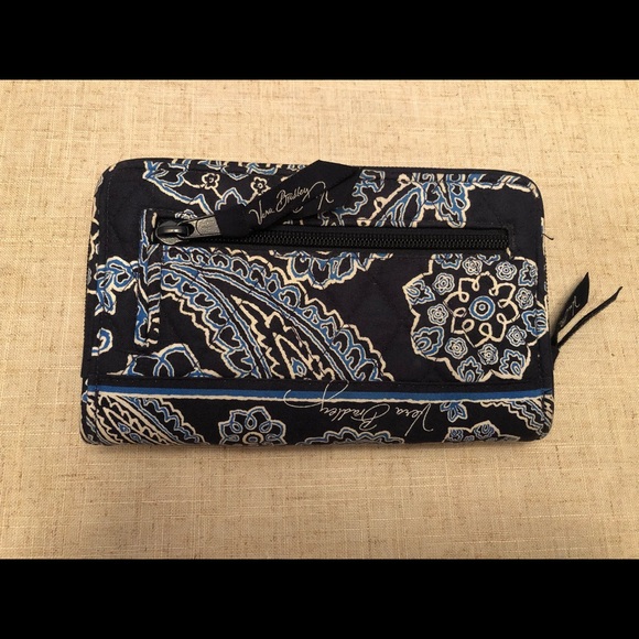 Vera Bradley Black and Blue Paisley Wallet - Picture 2 of 6